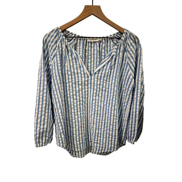 Roller Rabbit Lur Lucy Seersucker Blue Stripe Top Size Small - Picture 1 of 4